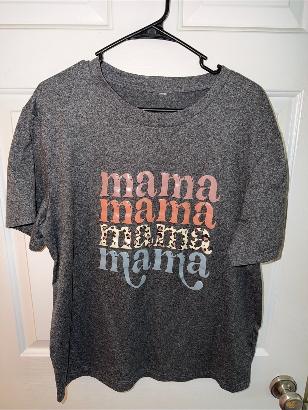 Mama Graphic Tee - Gray with Multi-Color Print